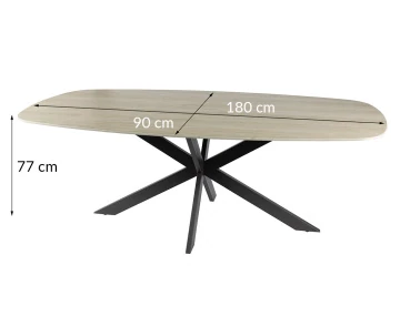 Table à manger plateau en céramique 3D effet travertin pieds en acier 4 à 6 personnes Ruben