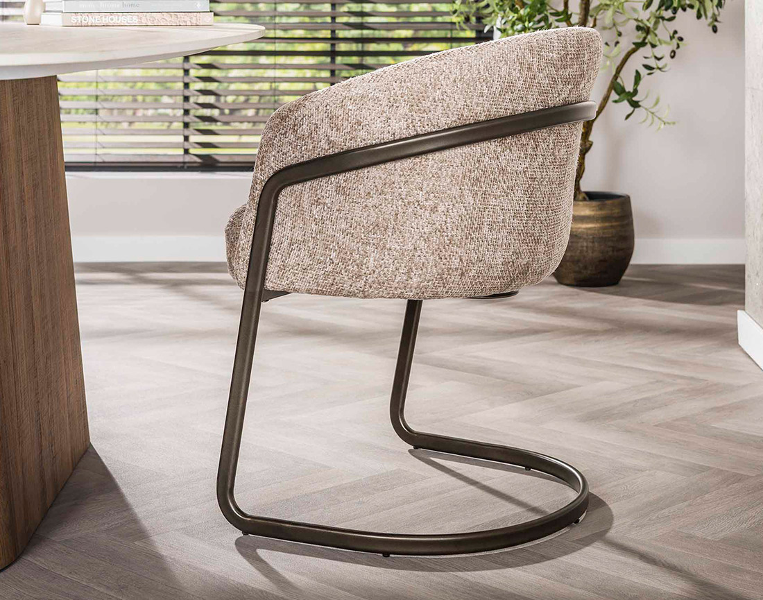 Lot de 2 chaises pieds en métal en tissu texturé Teo