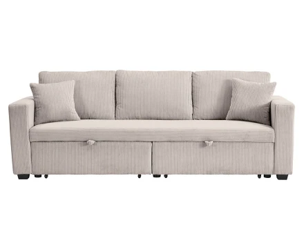 Canapé droit 3 places convertible en velours côtelé Cyrus
