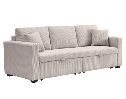 Canapé droit 3 places convertible en velours côtelé Cyrus