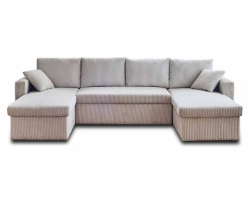 Canapé CYRUS panoramique 7 places convertible coffre velours côtelé - Best Mobilier