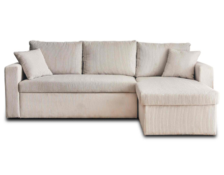Canapé d'angle réversible 4 places convertible avec coffre en velours côtelé Cyrus