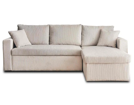 Canapé d'angle réversible 4 places convertible avec coffre en velours côtelé Cyrus