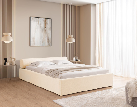 Lit coffre 140x190 cm en tissu texturé sommier inclus Billy