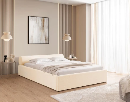 Lit coffre 140x190 cm en tissu texturé sommier inclus Billy