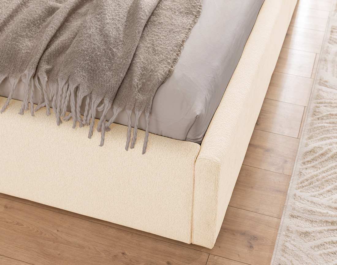 Lit coffre 140x190 cm en tissu texturé sommier inclus Billy