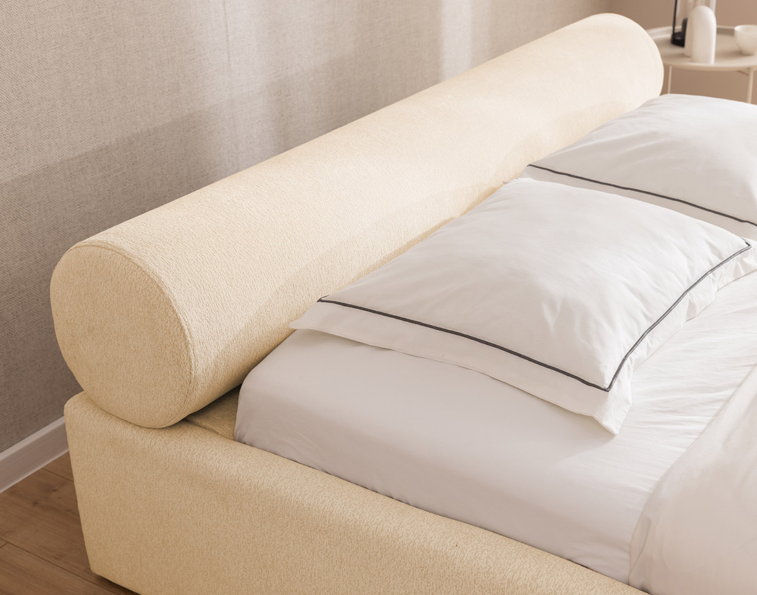 Lit coffre 140x190 cm en tissu texturé sommier inclus Billy