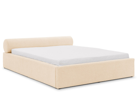 Lit coffre 140x190 cm en tissu texturé sommier inclus Billy