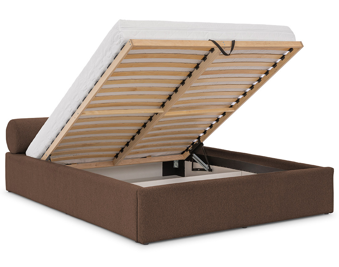 Lit coffre 140x190 cm en tissu texturé sommier inclus Billy