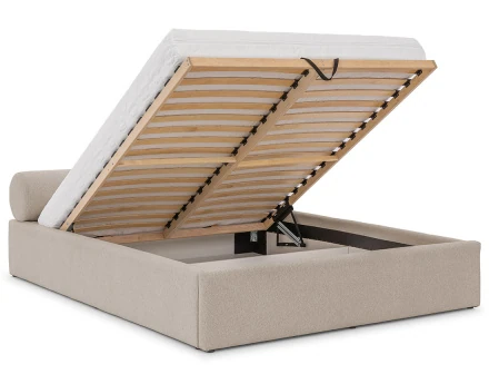 Lit coffre 140x190 cm en tissu texturé sommier inclus Billy