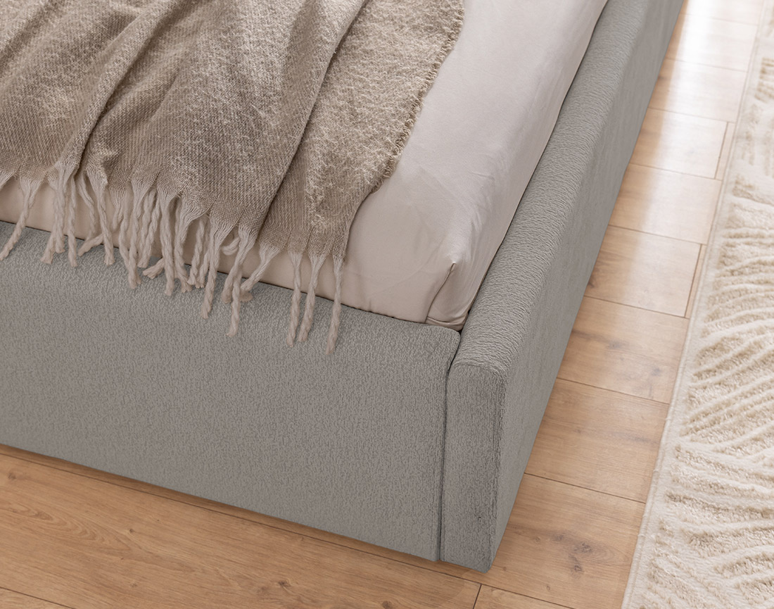 Lit coffre 140x190 cm en tissu texturé sommier inclus Billy