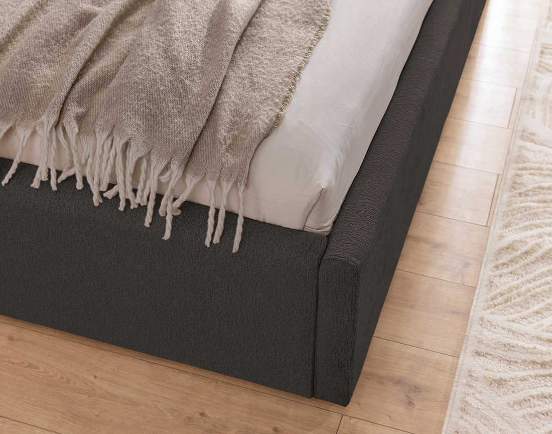 Lit coffre 160x200 cm en tissu texturé sommier inclus Billy