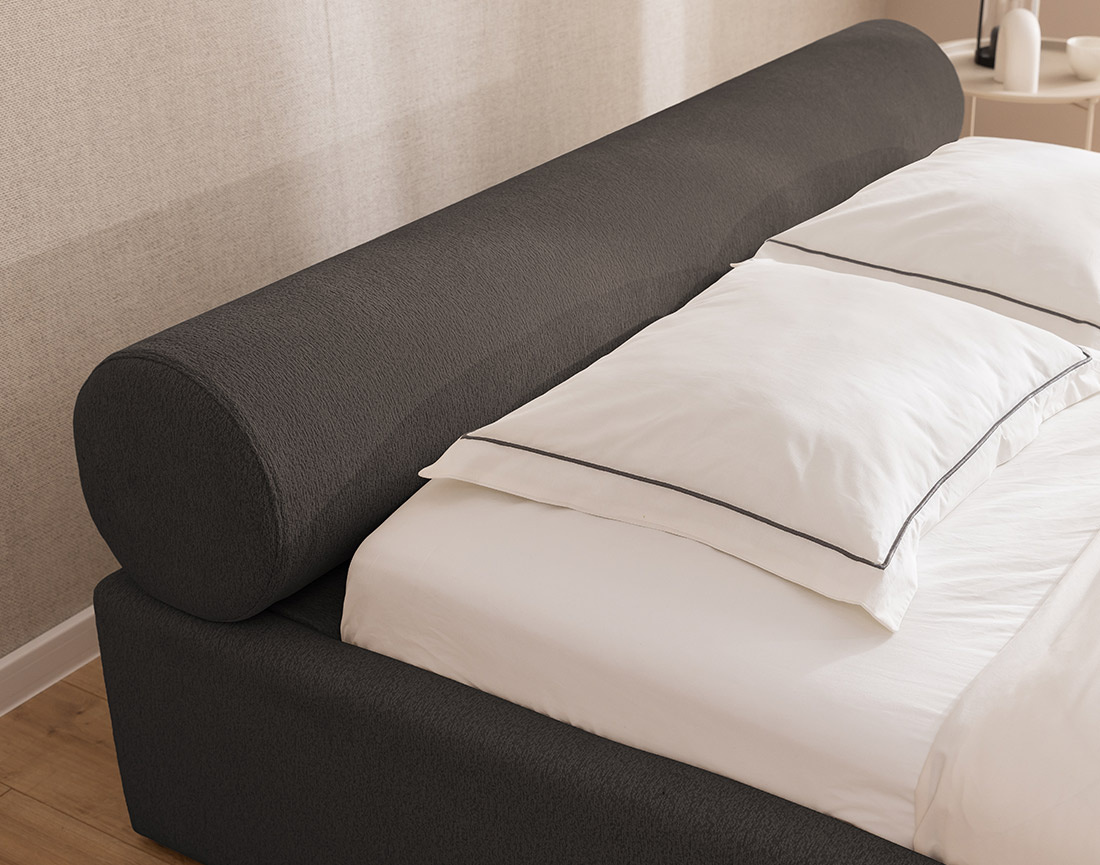 Lit coffre 160x200 cm en tissu texturé sommier inclus Billy