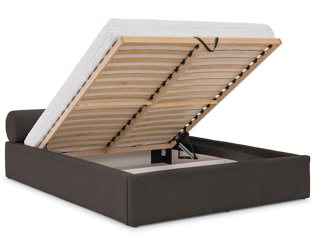 Lit coffre 160x200 cm en tissu texturé sommier inclus Billy