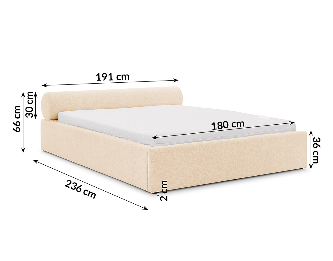 Lit coffre 180x200 cm en tissu texturé sommier inclus Billy