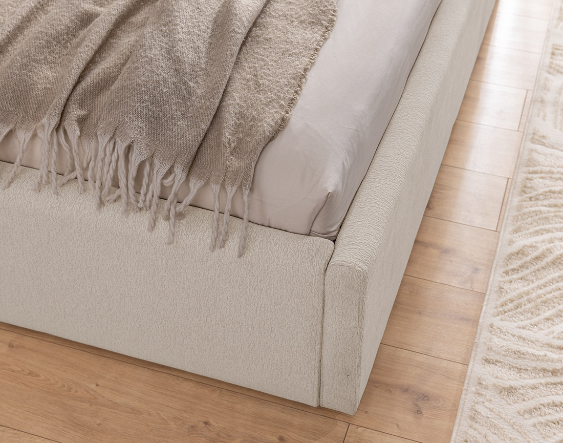 Lit coffre 180x200 cm en tissu texturé sommier inclus Billy