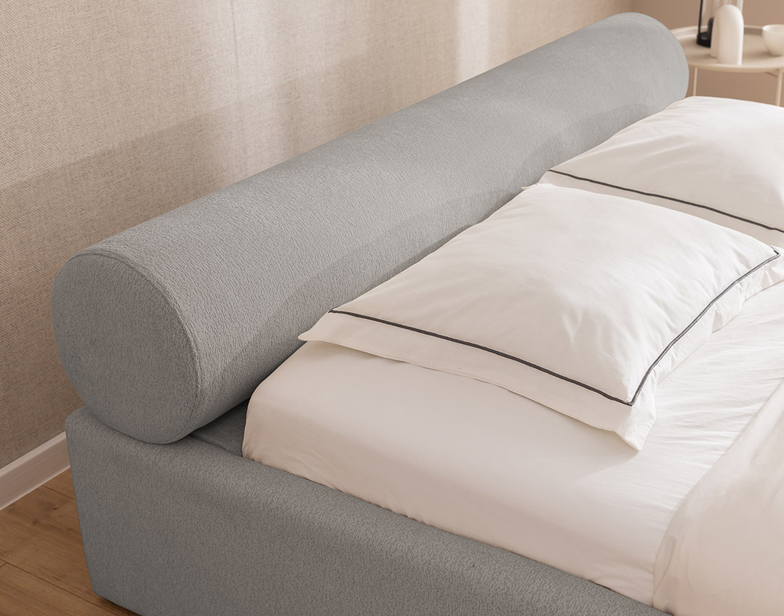 Lit coffre 180x200 cm en tissu texturé sommier inclus Billy