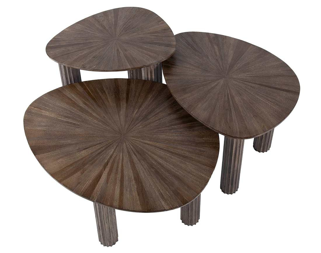 Lot de 3 tables basses gigognes en teck massif 76, 61 et 51 cm Tania