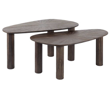 Lot de 2 tables basses gigognes en teck massif 84 cm Tania