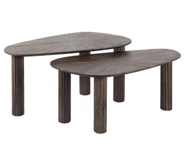 Lot de 2 tables basses gigognes en teck massif 84 cm Tania