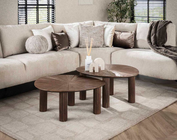 Lot de 2 tables basses gigognes en teck massif 75 cm Tania