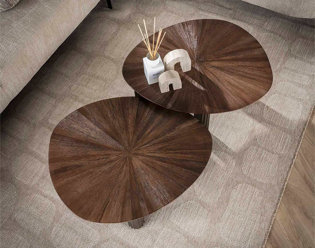 Lot de 2 tables basses gigognes en teck massif 75 cm Tania