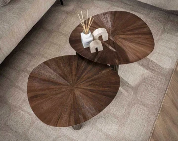 Lot de 2 tables basses gigognes en teck massif 75 cm Tania