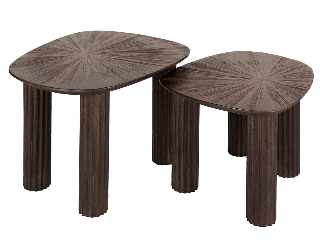Lot de 2 tables basses gigognes en teck massif 62 et 54 cm Tania