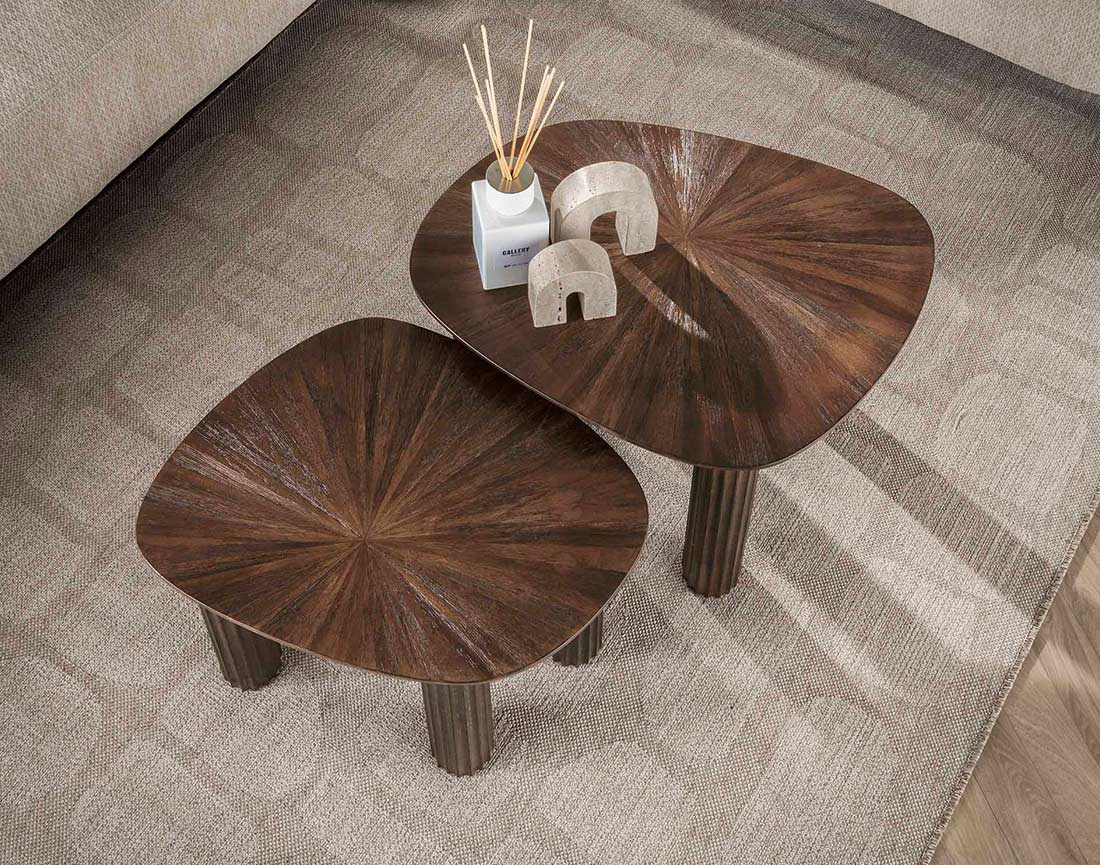 Lot de 2 tables basses gigognes en teck massif 62 et 54 cm Tania