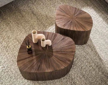Lot de 2 tables basses gigognes en teck massif 73 et 53 cm Tania