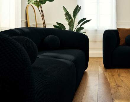 Canapé droit 2 places en velours texturé Charles