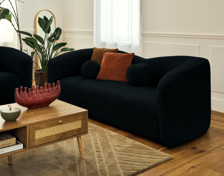 Canapé droit 3 places en velours texturé Charles