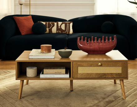 Canapé droit 4 places en velours texturé Charles