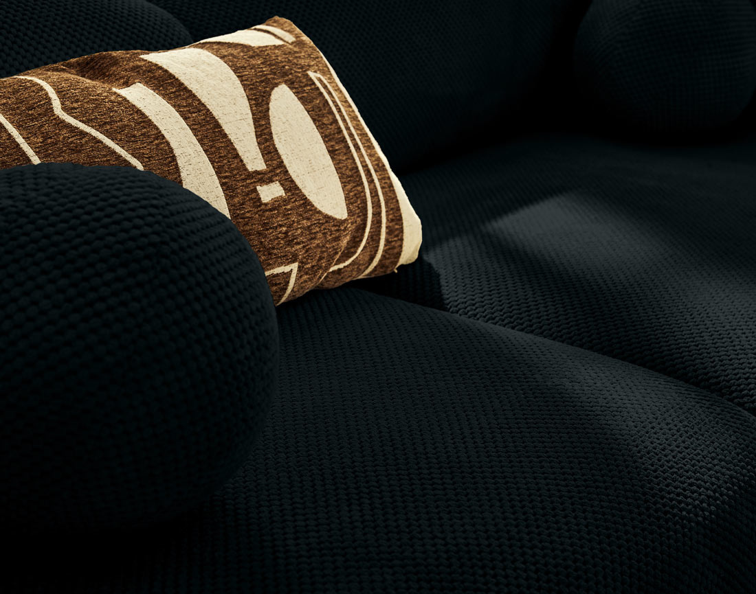 Canapé droit 4 places en velours texturé Charles