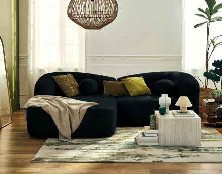 Canapé d'angle gauche 4 places en velours texturé Charles