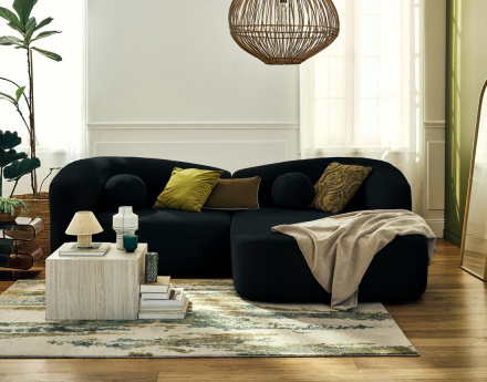 Canapé d'angle droit 4 places en velours texturé Charles