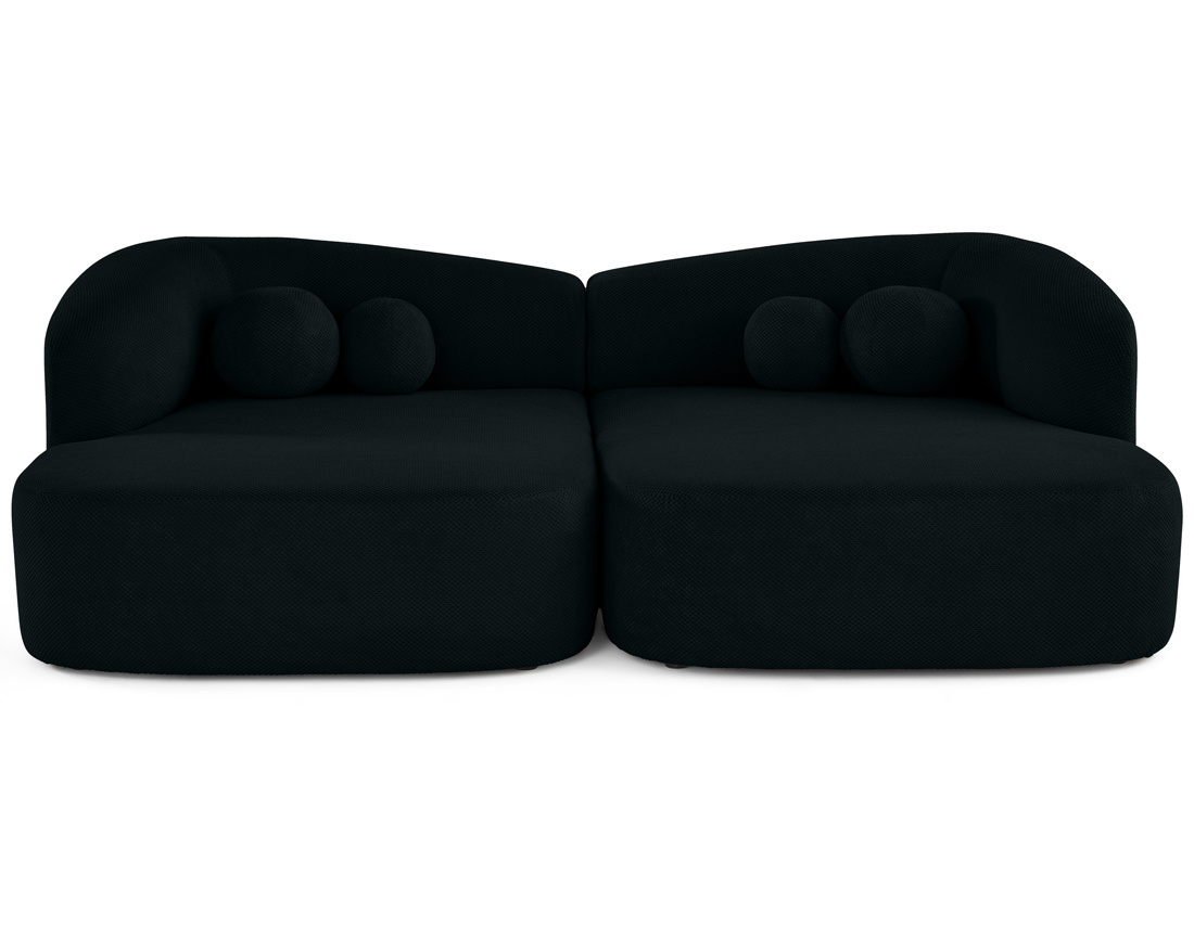 Canapé droit 4 places avec double méridienne en velours texturé Charles