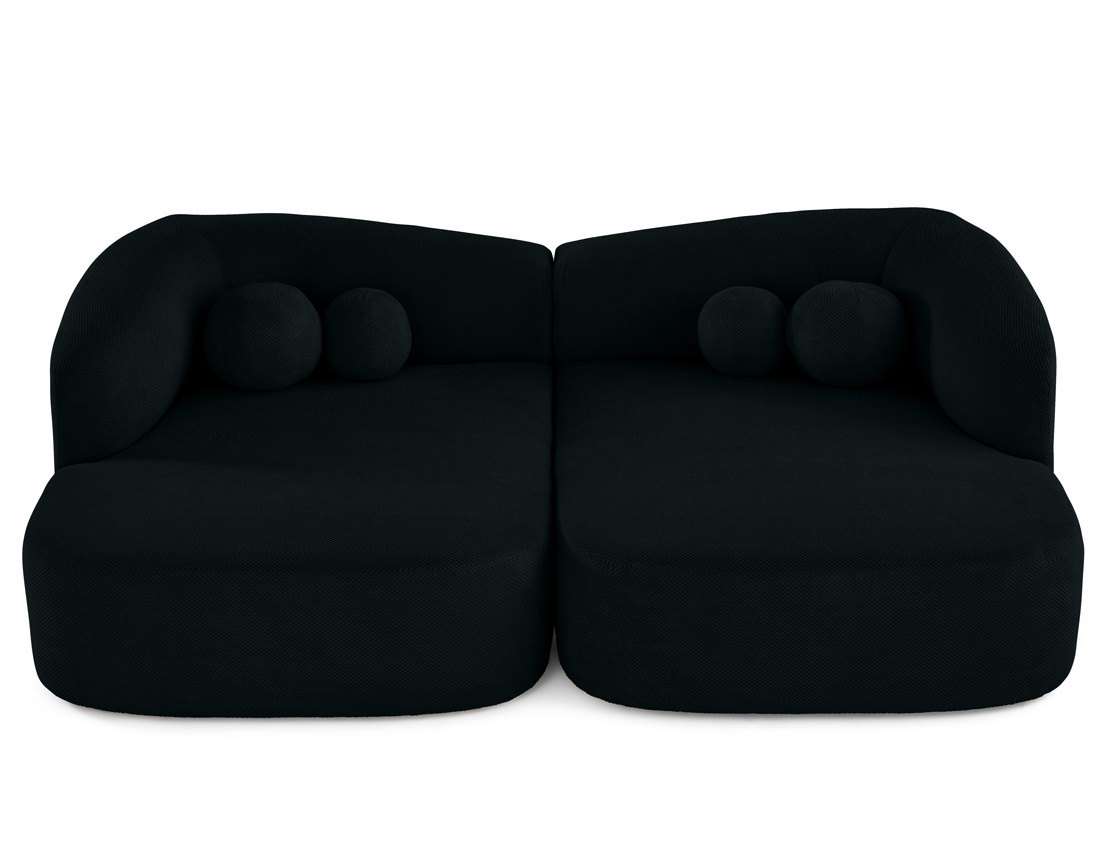 Canapé droit 4 places avec double méridienne en velours texturé Charles