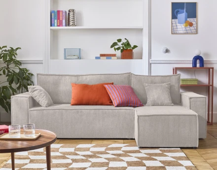 Canapé d'angle réversible 4 places - convertible avec coffre - en velours côtelé - Cezanne