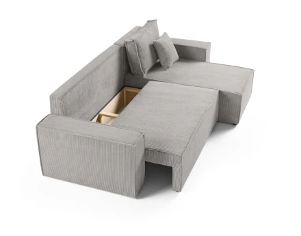 Canapé d'angle réversible 4 places - convertible avec coffre - en velours côtelé - Cezanne
