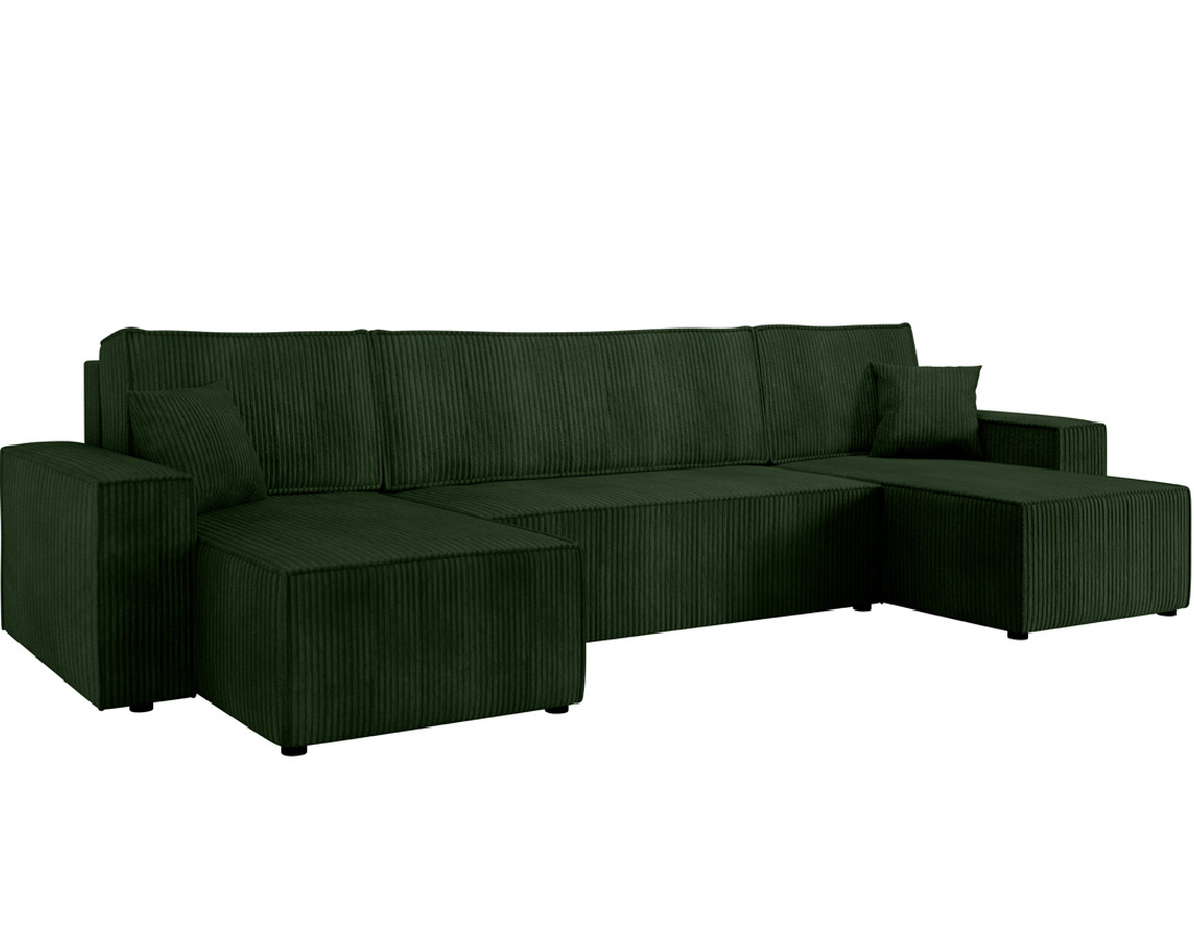 Canapé panoramique en U 7 places convertible avec coffre en velours côtelé Cezanne