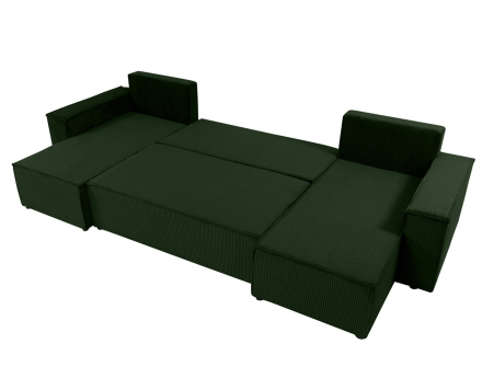 Canapé panoramique en U 7 places convertible avec coffre en velours côtelé Cezanne
