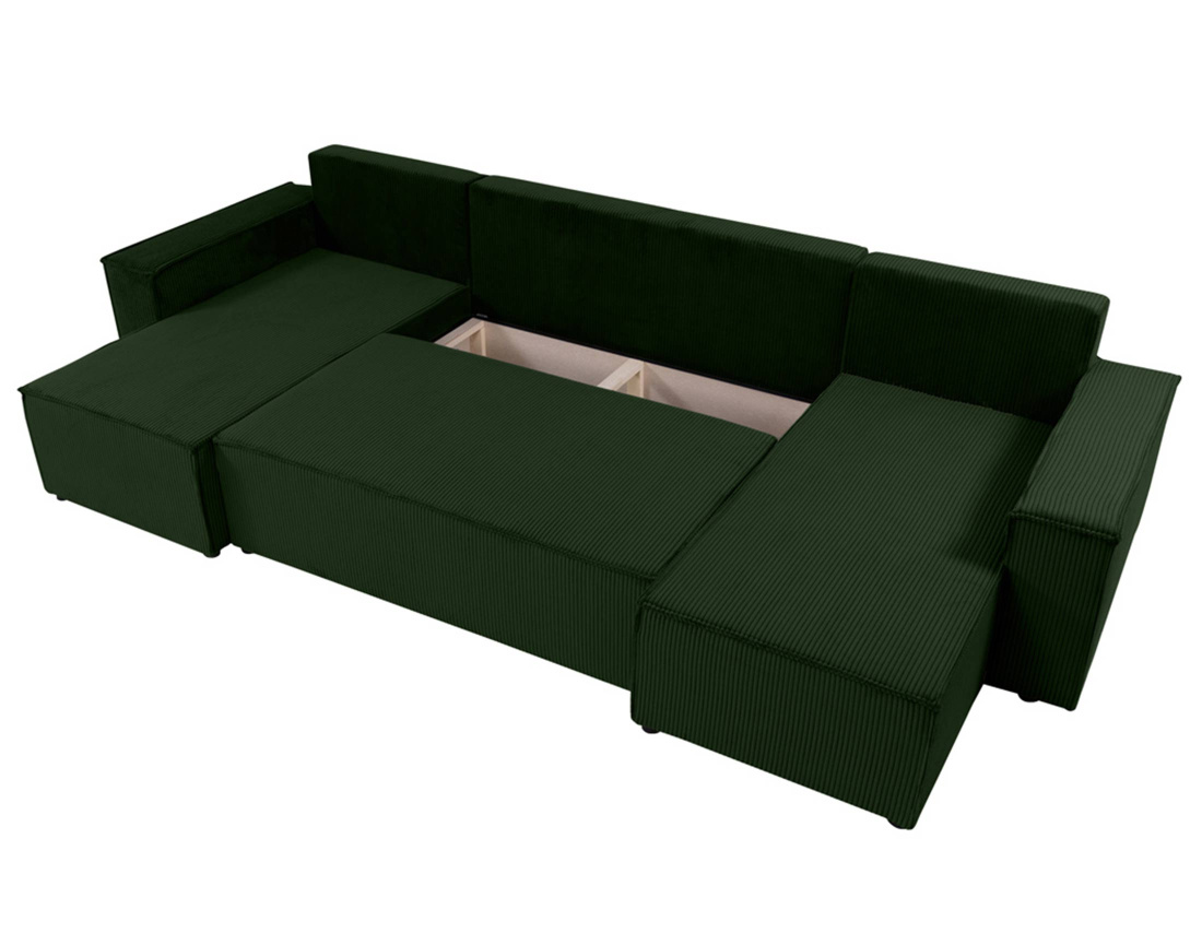 Canapé panoramique en U 7 places convertible avec coffre en velours côtelé Cezanne