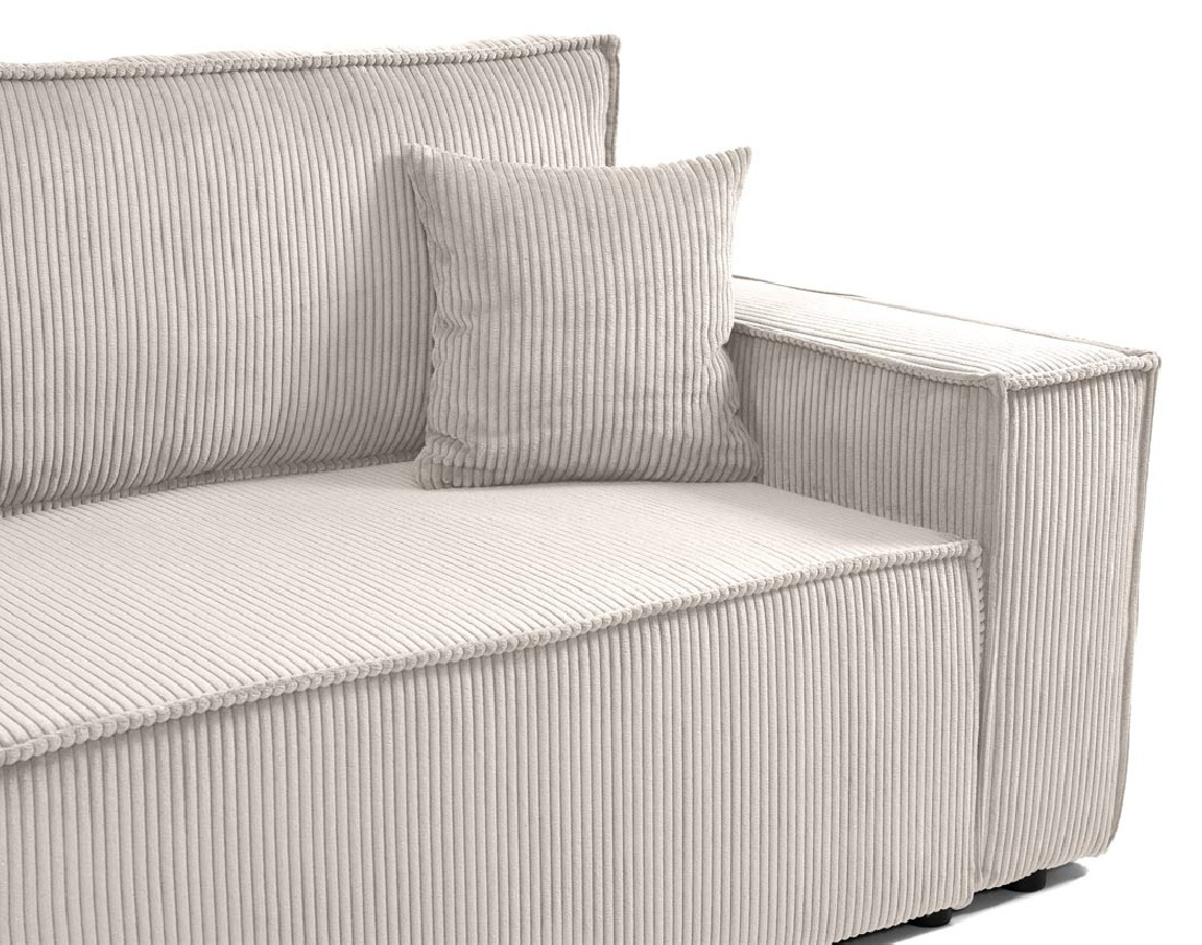 Canapé droit 3 places convertible avec coffre en velours côtelé Cezanne