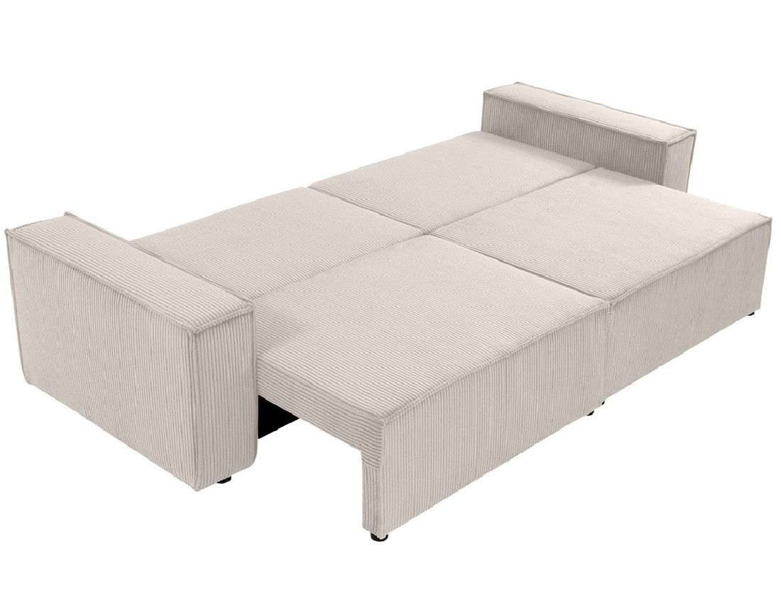 Canapé droit 3 places convertible avec coffre en velours côtelé Cezanne