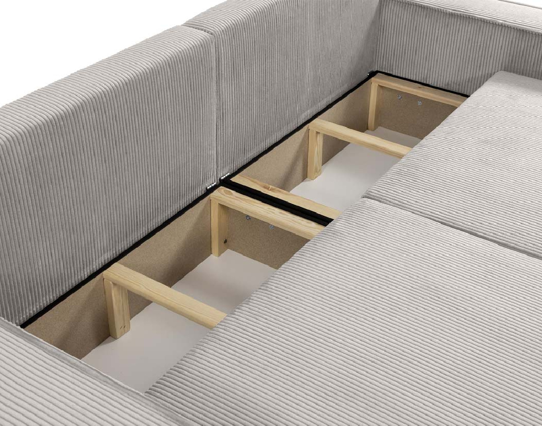 Canapé droit 3 places convertible avec coffre en velours côtelé Cezanne