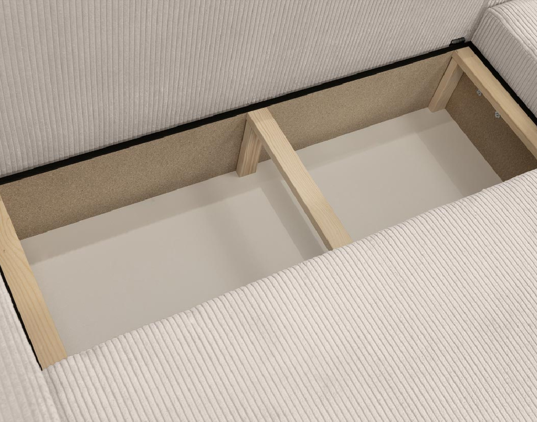 Canapé d'angle réversible 5 places convertible avec coffre en velours côtelé Cezanne