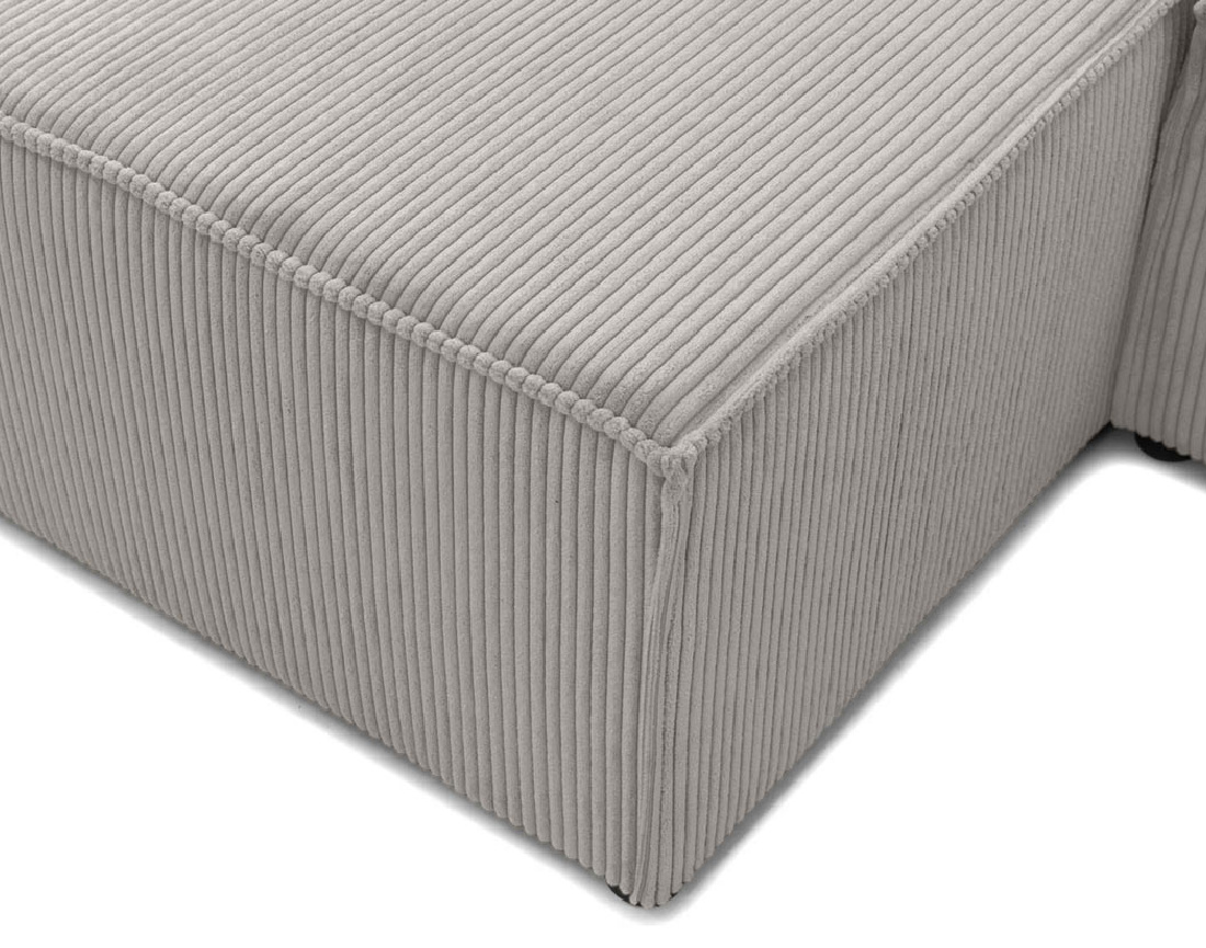 Canapé d'angle réversible 5 places convertible avec coffre en velours côtelé Cezanne