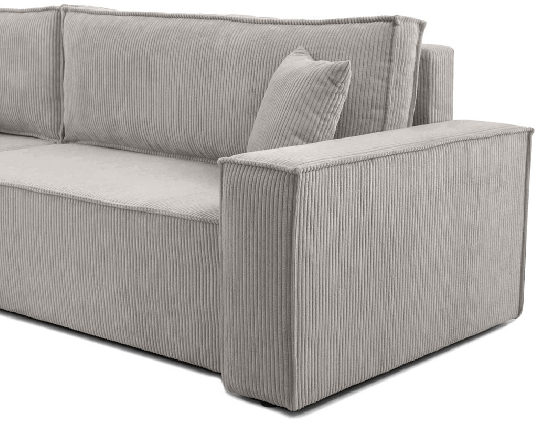 Canapé d'angle réversible 5 places convertible avec coffre en velours côtelé Cezanne