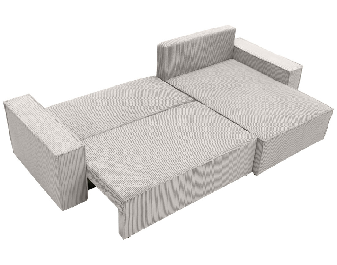 Canapé d'angle réversible 5 places convertible avec coffre en velours côtelé Cezanne
